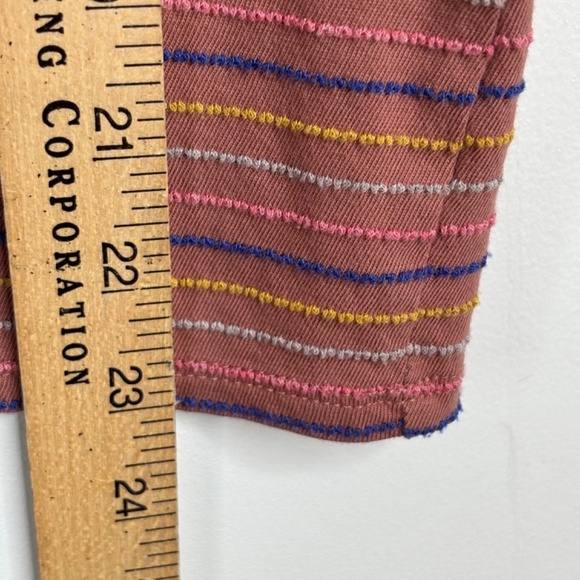 Marine Layer Embroidered Stripe T Shirt XS Burnt Orange Babydoll Beach Boho Y2K - Picture 6 of 8